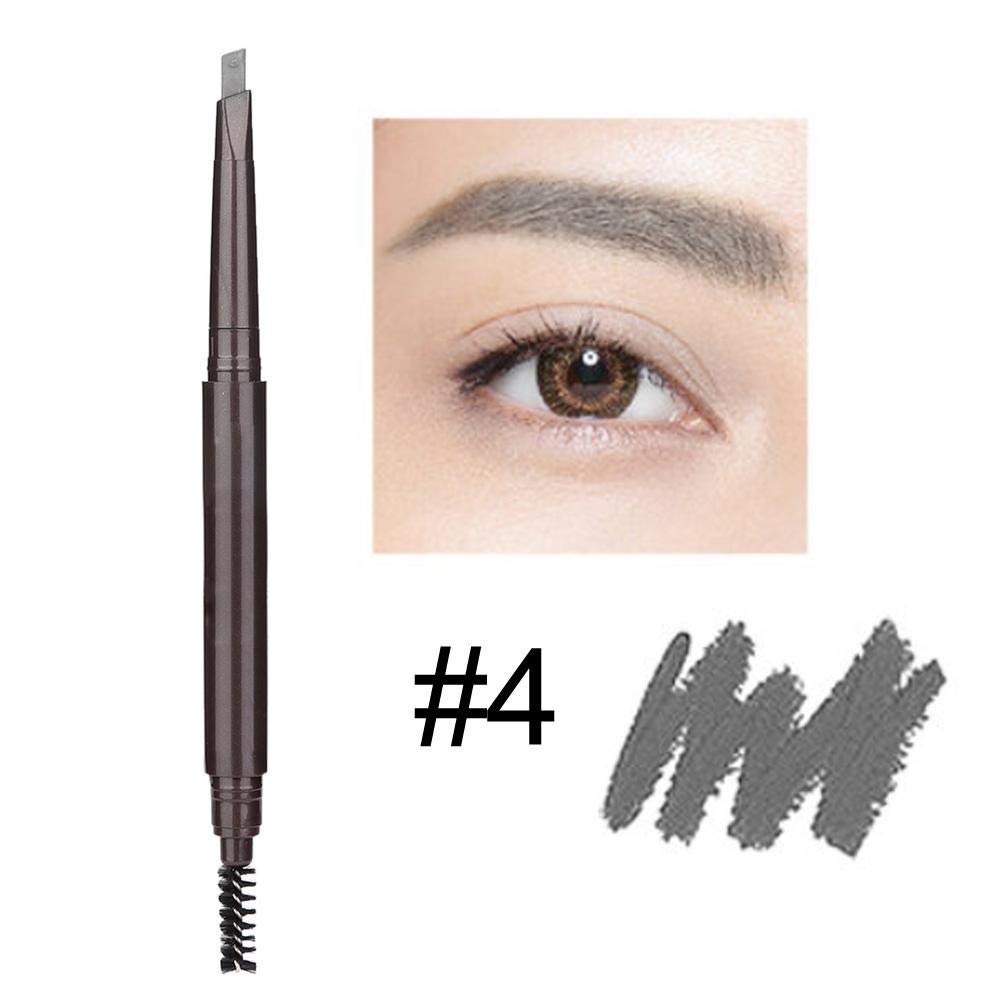 Grey Eyebrow Pen with Brush, Gray Automatic Double-Ended Eyebrow Make-Up Pencil, Angled Tip and Spoolie Brush(4# gray)