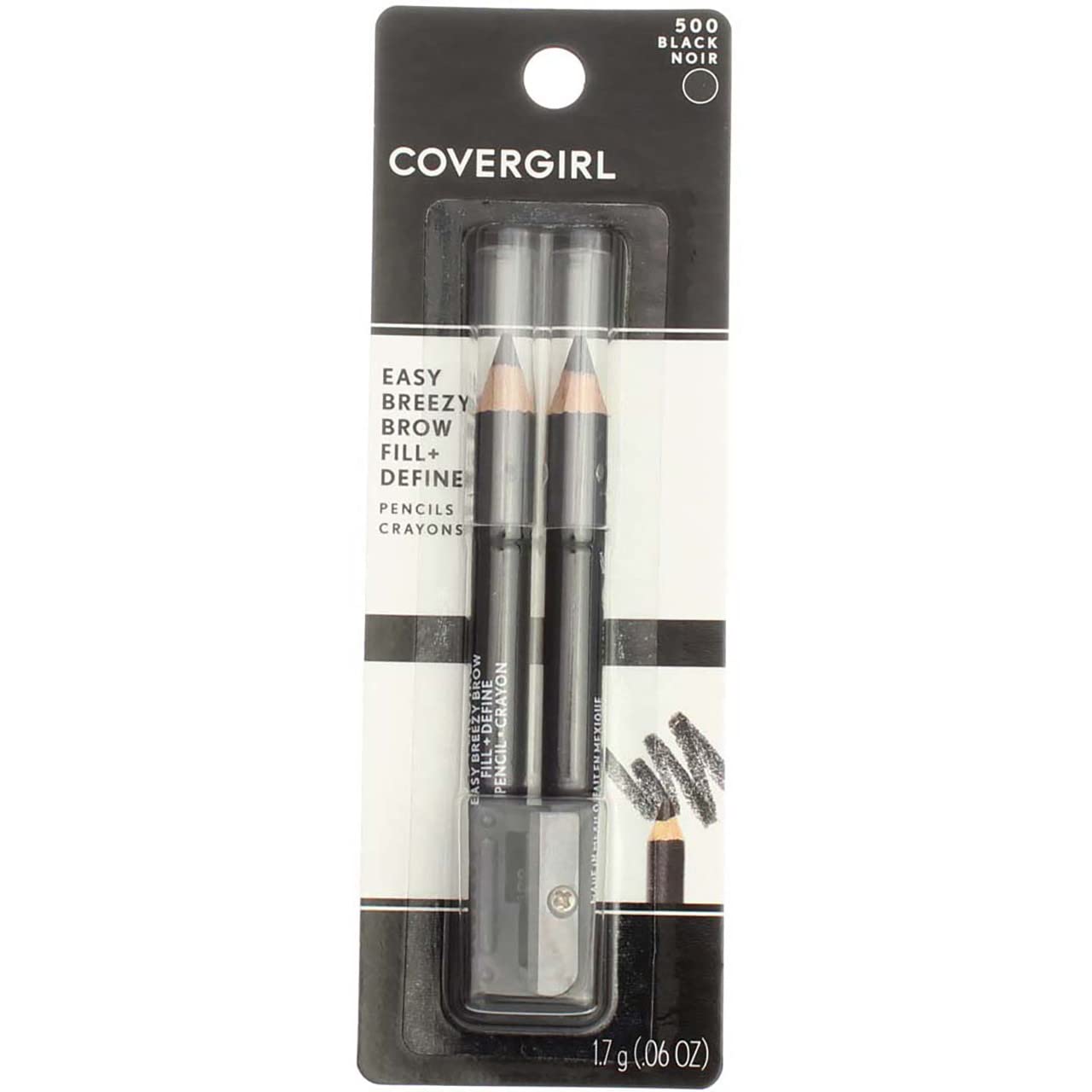 CoverGirl Professional Brow & Eye Makers Brow Shaper & Eyeliner, Midnight Black 500, .06 oz (Pack of 6)
