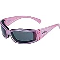Global Vision Fight Back Cancer Pearlescent Pink Women Smoked Motorcycle Glasses Sunglasses