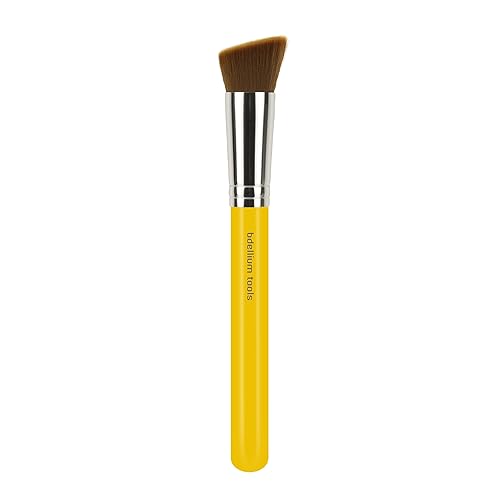Bdellium Tools Professional Makeup Brush - Studio Series 956 Slanted Precision Kabuki - With Soft Synthetic Fibers, For Perfect Complexion (Yellow