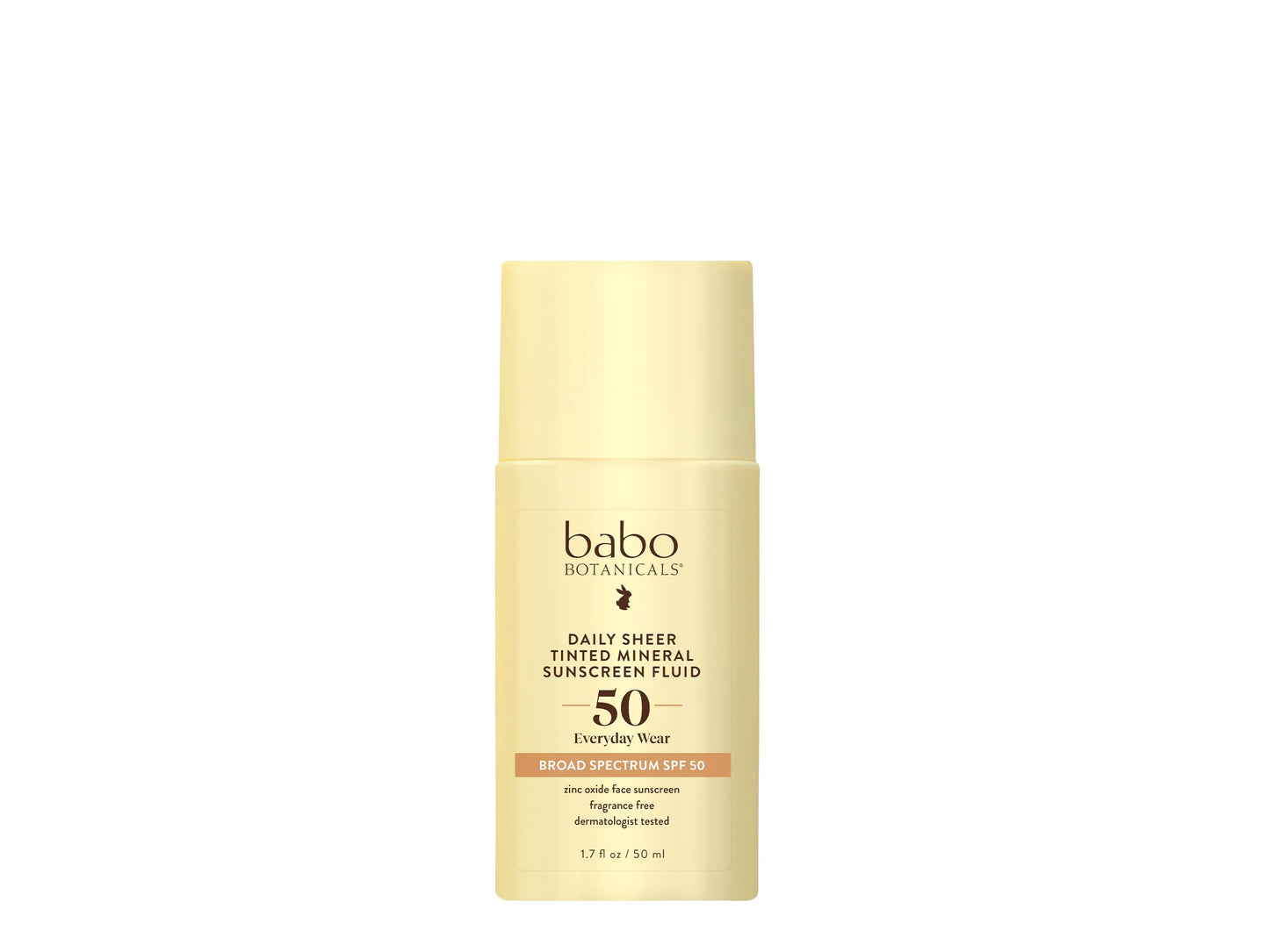 Babo Botanicals Daily Sheer Tinted Mineral Sunscreen Fluid SPF50 - Natural Zinc Oxide - Passion Fruit Oil - Golden-Hued Tint - Fragrance Free
