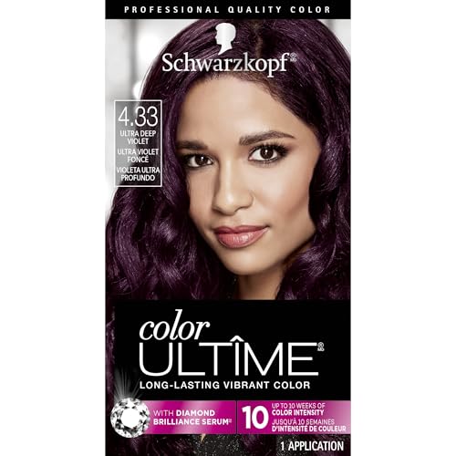 Schwarzkopf Color Ultime 4.3 Ultra Deep Violet Hair Dye, Permanent Intense Violet with Diamond Brilliance, Fade-Resistant, Covers Grays, All Hair