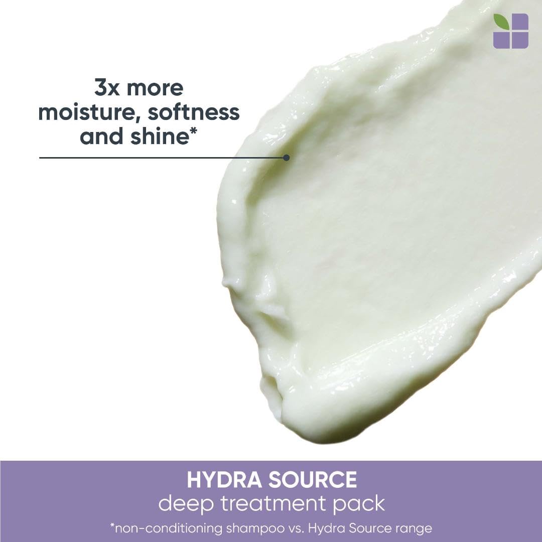 Biolage Hydra Source Deep Treatment Pack | Moisturizing & Strengthening Hair Mask | With Aloe | For Dry, Damaged Hair | Paraben Free | Vegan | Cruelty