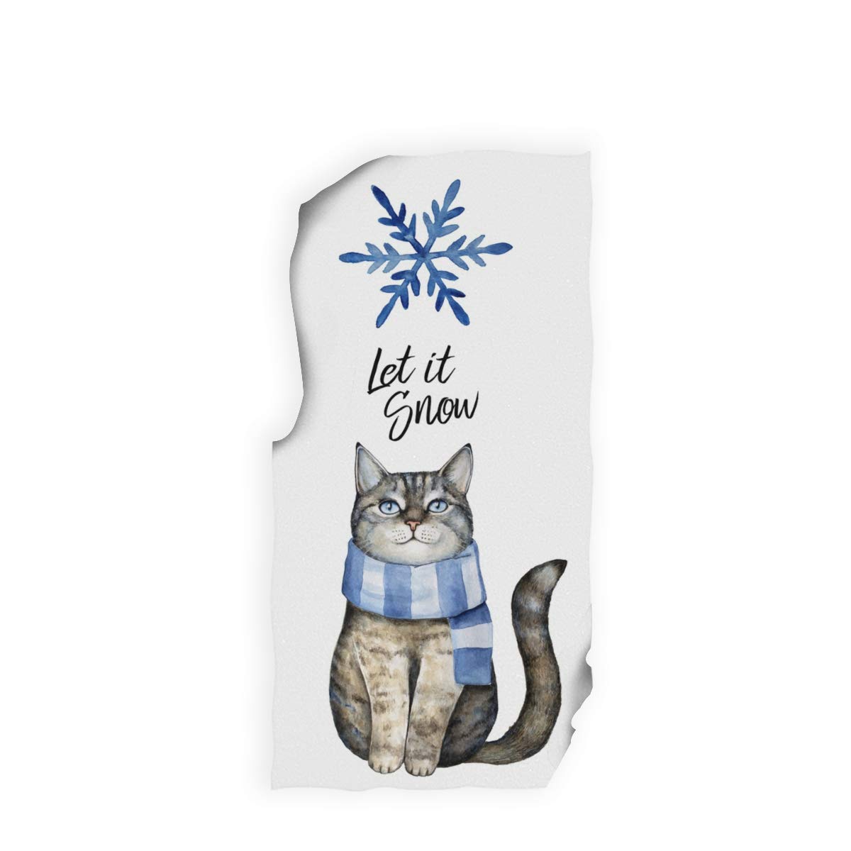 Pfrewn Cat with Scarf Blue Snowflake Hand Towels 16x30 in White Bathroom Towel, Let is Snow Winter Ultra Soft Highly Absorbent Guest Towel…