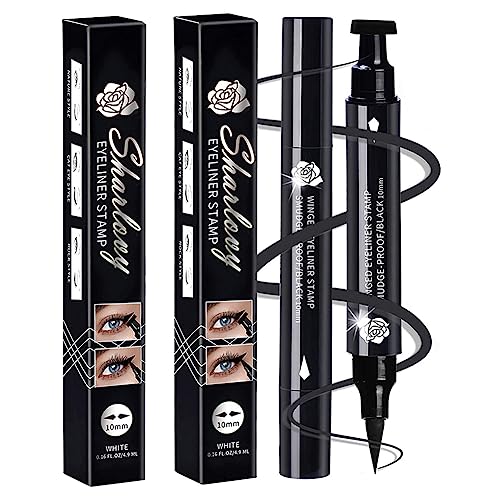 BONNIESTORE Winged Eyeliner Stamp 2 Pack,Dual-ended Eyeliner Stamp for Perfect Wing Cat Eyes,Long Lasting Liquid Eyeliner Pen Waterproof Smudge Proof