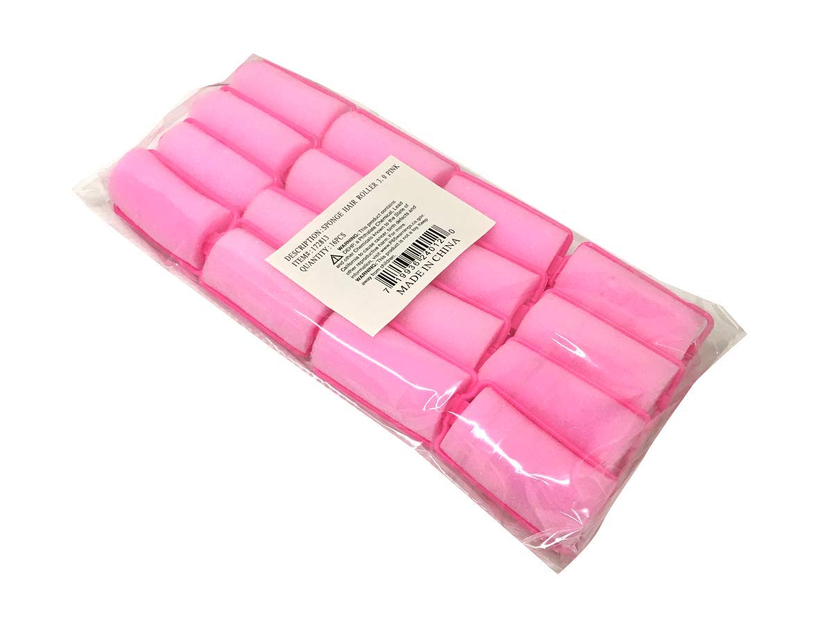 Pink Foam Sponge Hair Rollers (Large 16pc)