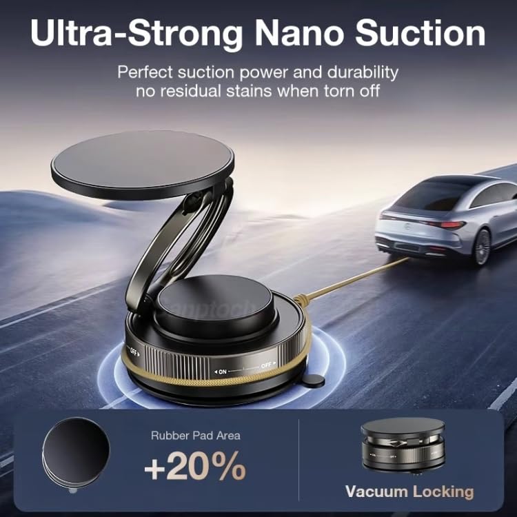 Haiyeasy Super Strong Magnetic N52 car Phone Holder, 3-axis Folding, 360° Multi-Angle Circular Free Adjustment, Compatible with iPhone16/15/14/12…
