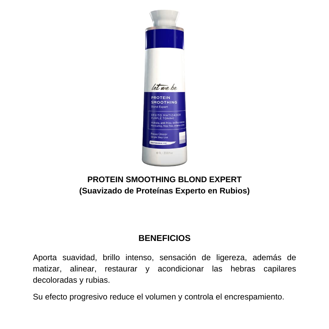 Let Me Be Blond Expert Purple Toning Mask 1000ml / 33.8 oz - Protein Smoothing Treatment for Blonde, Bleached, or Highlighted Hair - Anti-Frizz