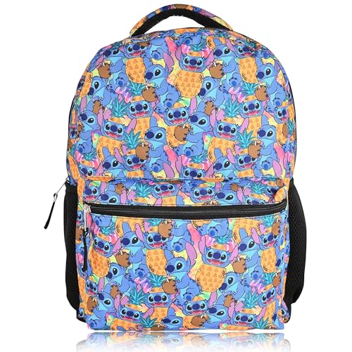 Disney Lilo and Stitch Backpack - Lilo and Stitch Ohana - Backpack for Girls, Boys, Teens, Adults - Officially Licensed Lilo and Stitch Backpacks For School - Great For Gym, Park and Camp (Light Blue)