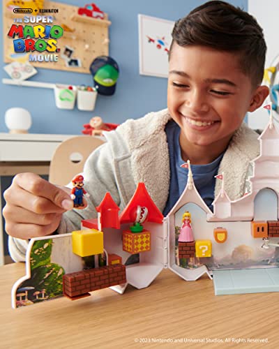 Super Mario Bros. Movie Mushroom Kingdom Castle Playset – Includes 1.25" Mario & Princess Peach Figures, Interactive Training Grounds, Ages 3+