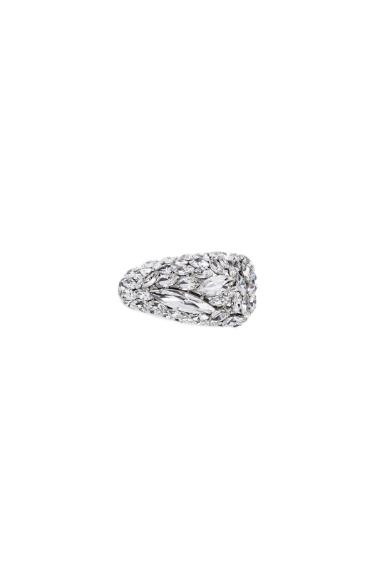 AREA, Medium Crystal Cluster Triangle Hairclip, O/S, Clear Crystal/Silver