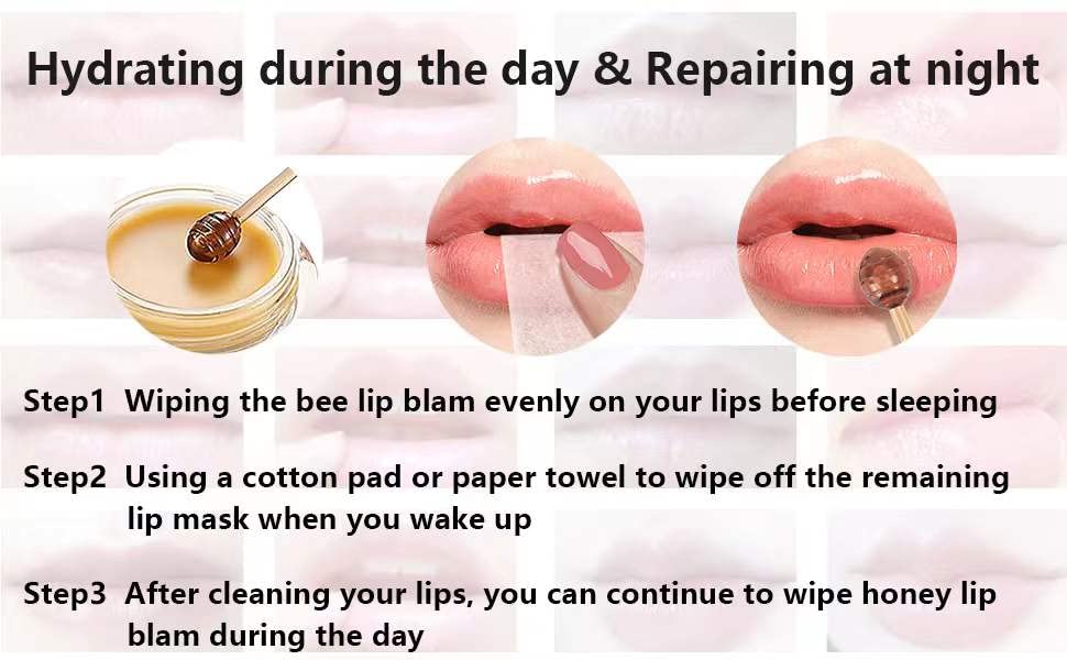 2PCS Honey Balm Lip Balm, Lip Masks for Dry and Cracked Lips with Brush, Lip Exfoliator & Moisturizer, Reduces Lips Lines & Lightens Lips