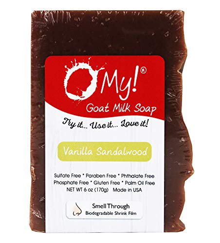 O My! Goat Milk Soap 6oz Bar - Vanilla Sandalwood | Made with Farm-Fresh Goat Milk | Moisturizes dry skin | Gently Exfoliates | Paraben Free | Leaping