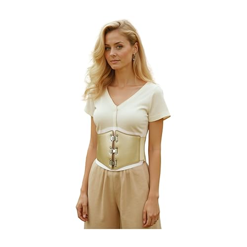Trendy Fashion Jewelry TFJ Women Wide Elastic Corset Belt High Waist Elastic Plus Size L XL XXL Champagne Beige