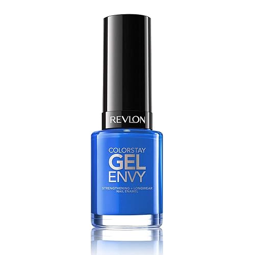 Revlon ColorStay Gel Envy Longwear Nail Polish, with Built-in Base Coat & Glossy Shine Finish, in Blue/Green, 440 Wild Card, 0.4 oz