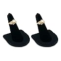 RJ Displays 2 Pcs Black Velvet Rings Display Stand, Jewelry Holder Organizer for Wedding, Showcase & Selling-Perfect Ring Display Case-Jewelry Ring…