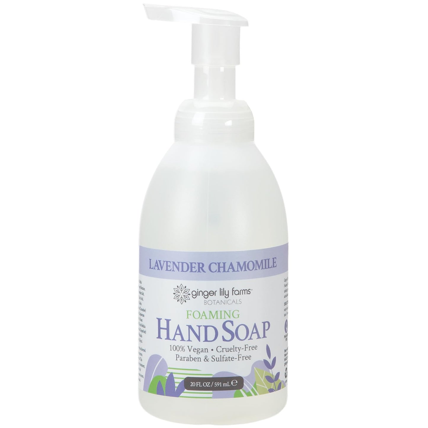 Ginger Lily Farms Botanicals All-Purpose Foaming Hand Soap Refill, 100% Vegan & Cruelty-Free, Lavender Chamomile Scent, 20 Fl Oz (Pack of 8)