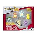 Pokémon Battle Figure 6 Pack-Features 2-Inch Pikachu, Squirtle, Charmander, Bulbasaur, Mimikyu & Toxel-Authentic Details