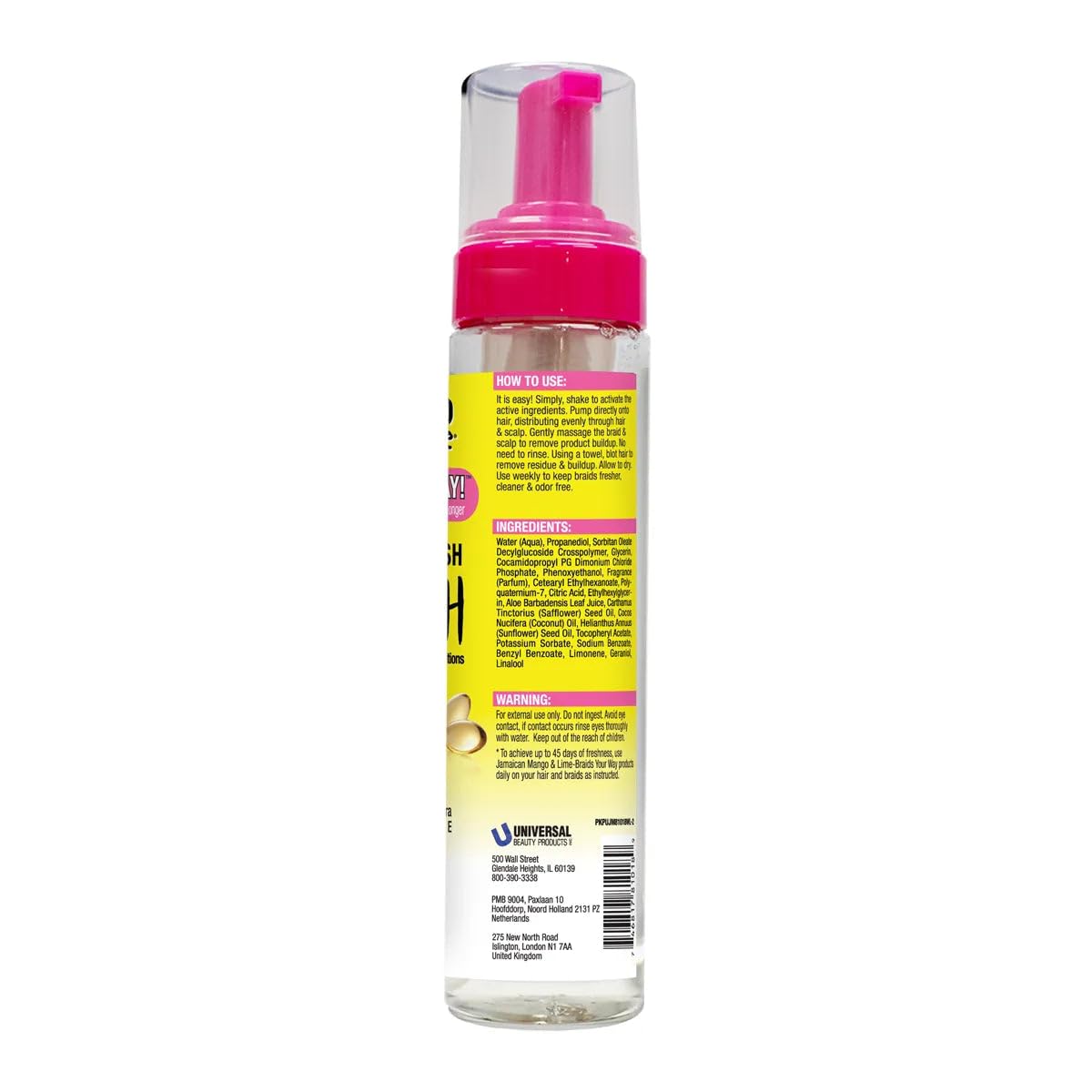 Jamaican Mango & Lime Braids Your Way Dry Wash - Gentle Cleansing Foam for Braids, Locs & Twists - No-Rinse Dry Shampoo for Scalp