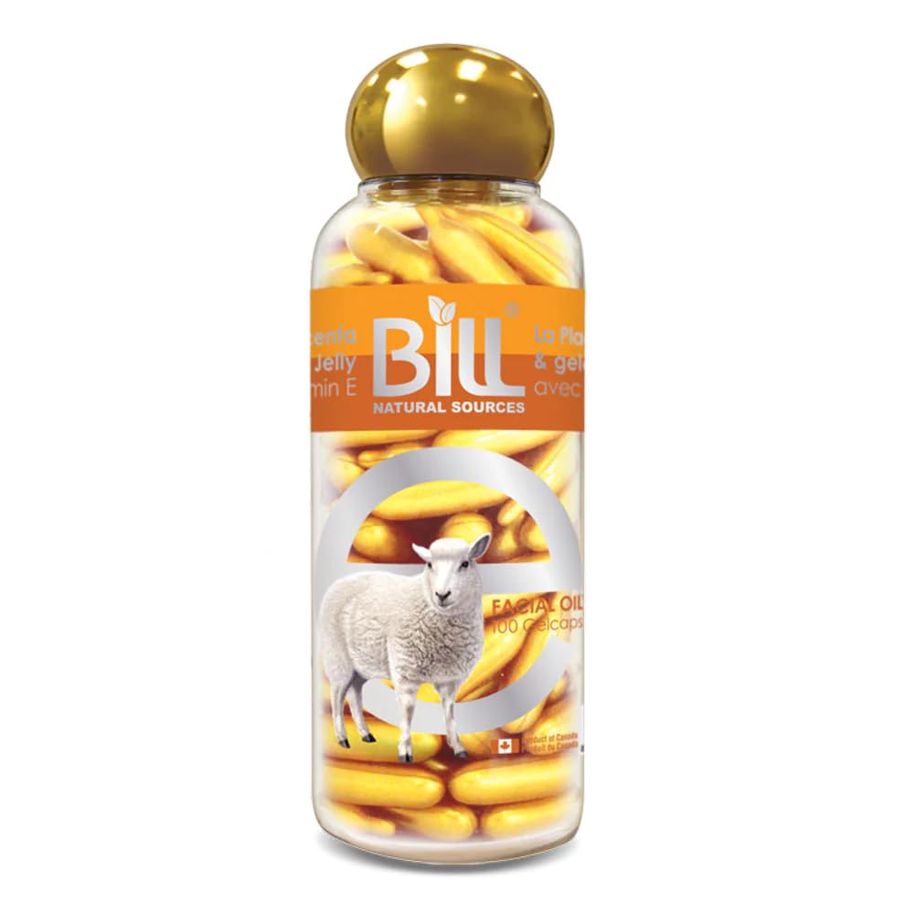 Placenta Facial Moisturizer with Vitamin E & Royal Jelly, 100 Gelcaps, Bill Natural Sources by Bill Natural Sources