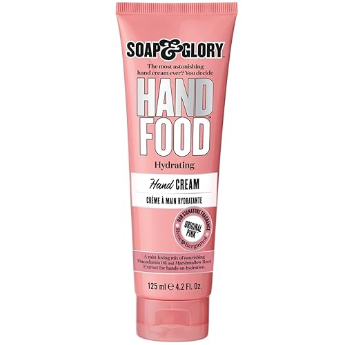 Soap & Glory Hand Food Hand Cream - Almond Oil + Shea Butter Hydrating Cuticle & Hand Moisturizer - Rose & Bergamot Scented Hand Cream for Dry Hands