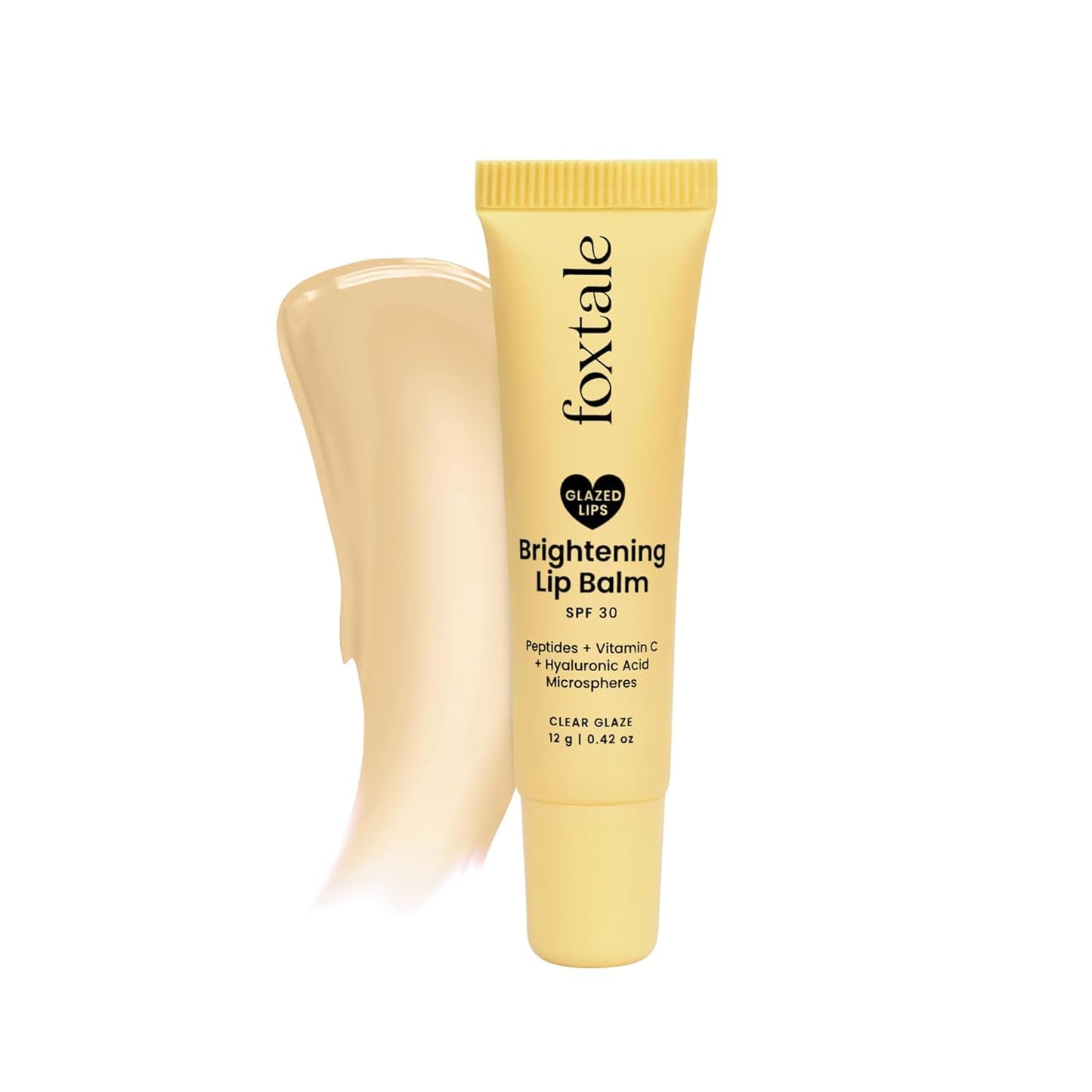 Foxtale SPF 30 Brightening Lip Balm for Dark Lips with Peptides & Vitamin C | Brightens | Hydrates | Tinted Lip Balm - Clear Glaze 12gm