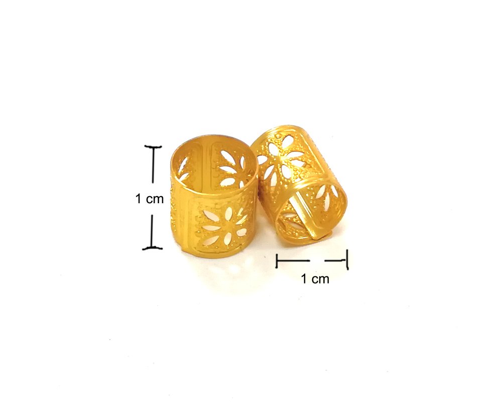 50 Pieces Dreadlocks Beads Hair Braid Cuffs Dreads Lock Ring Adjustable Hair Clip Filigree Tube Tools for Decoration (Silver or Gold) (Gold)