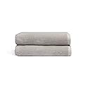 Cozy Earth Ribbed Bath Towel Set - 60% Cotton 40% Viscose from Bamboo Bathroom Towels - Soft & Absorbent Textured Ribbed Pattern - 2 Pack Light Grey