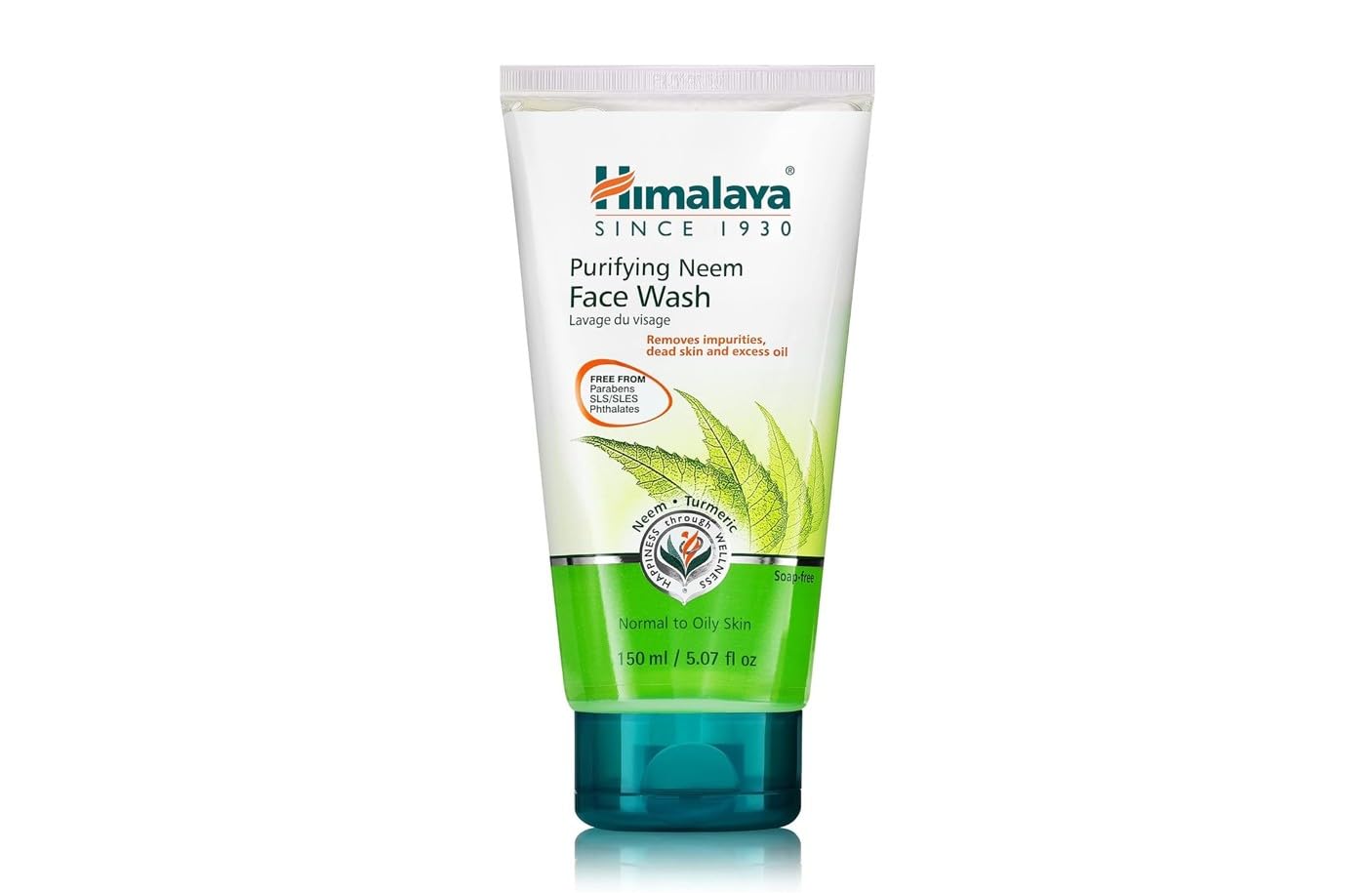 Himalaya Purifying Neem Face Wash, Normal to Oily Skin, Turmeric, Vegan, Cruelty Free, Soap and Paraben Free, Dermatologically Tested, SLS/SLES Free