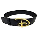 Buckle-Down Womens Disney Belt, Signature D Logo Gold Cast Buckle Black, Vegan Leather, Disney Signature D, X-Small - 24-30 Inches US