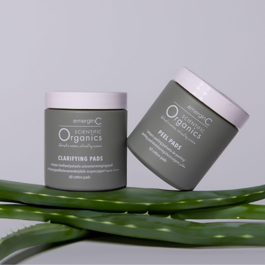 emerginC Scientific Organics At-Home Facial Peel + Clarifying Kit - Exfoliating Facial Peel Pads to Help Minimize the Appearance of Fine Lines