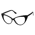 ShadyVEU Super Cat Eye Vintage Inspired Fashion Mod Clear Lens Sunglasses (Black Frame, Clear Lens)