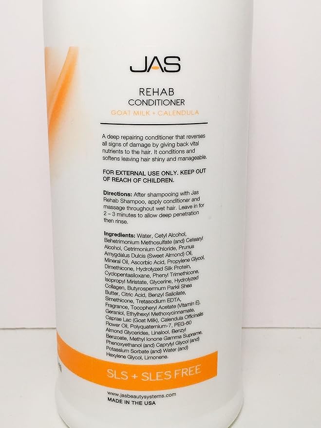 JAS Rehab Deep Repair Goat Milk + Calendula Shampoo 32 Oz and Conditioner 32 Oz "Free Starry Lipgloss 10 Ml"