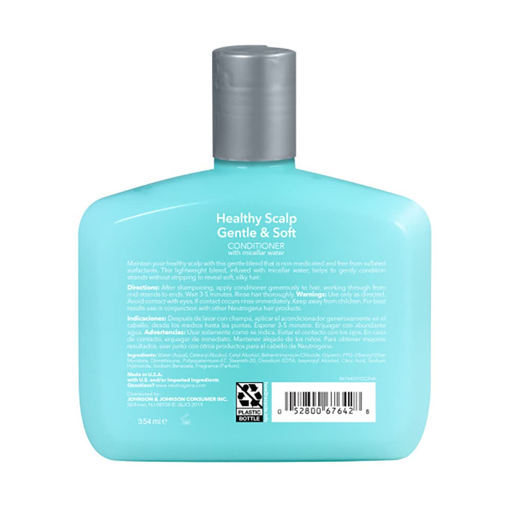 Neutrogena Gentle & Soft Healthy Scalp Conditioner for Sensitive Scalp & Lightweight Moisture, with Micellar Water, pH-Balanced, Paraben