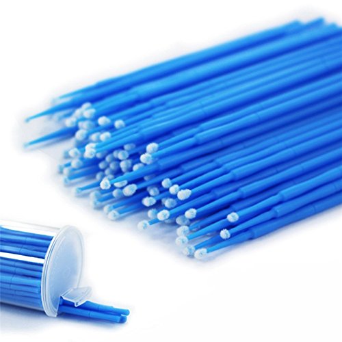 Yimart 400pcs Blue Regular Size 3mm Reusable Mascara Applicator Individual Eyelash Extension Microbrushes Makeup Tools