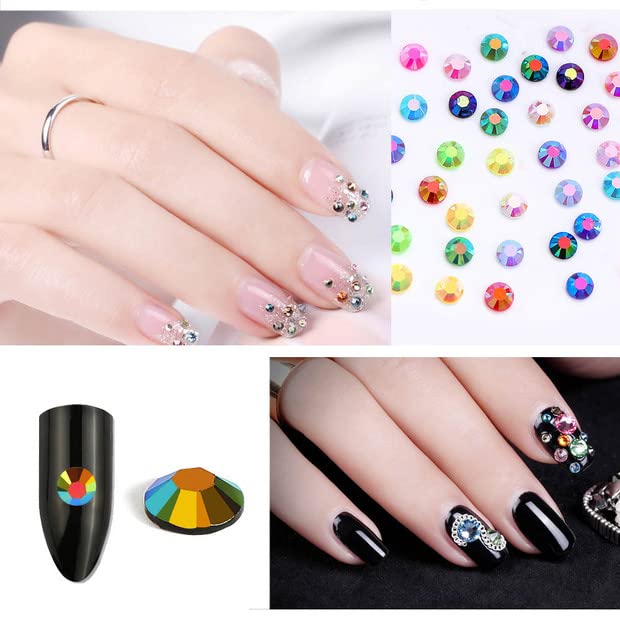 3000pcs Flatback Rhinestones for Crafts, Black AB Crystals Rhinestone, Resin Glitter Gems Nail Diamonds Rhinestones for Clothes Accessories DIY
