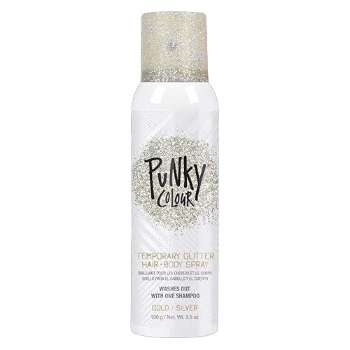 Punky Temporary Hair and Body Glitter Spray, Gold/Silver - Glitters Hairspray, Adds Shimmery Glow, Hair Glitter for Kids, Women, Men 3.5 oz