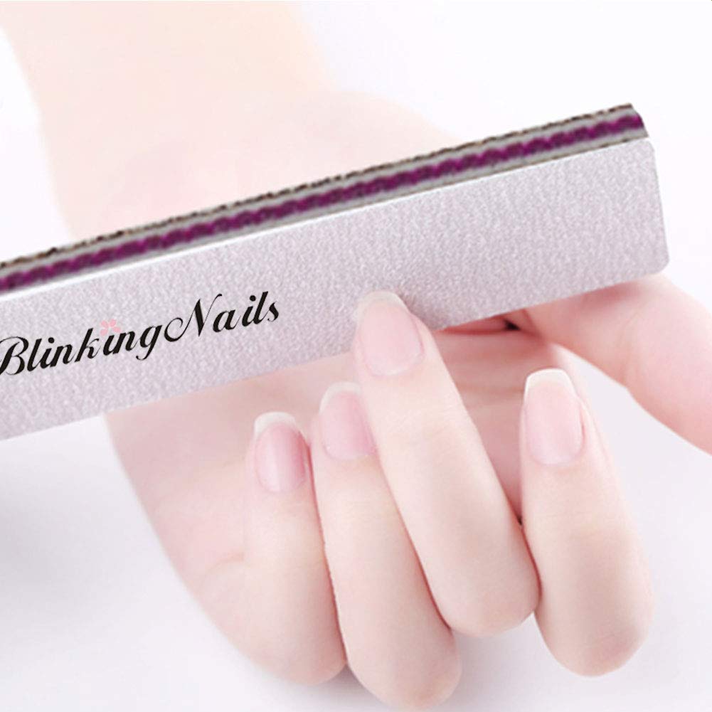 10Pcs Nail File 80/100 Grit Professional Nail Files and Buffers for Natural Nails, Double Sides Washable Block Disposable Nail Files for Nail Art DIY