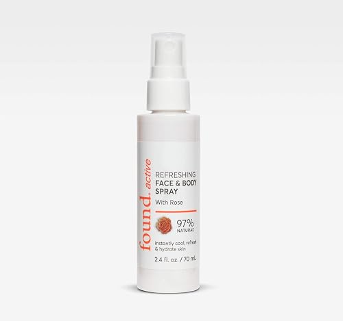 Found Active Refreshing Multitasking Face & Body Spray with Rose Instantly Cools, Refreshes, & Hydrates Skin, 2.4 Fl Oz