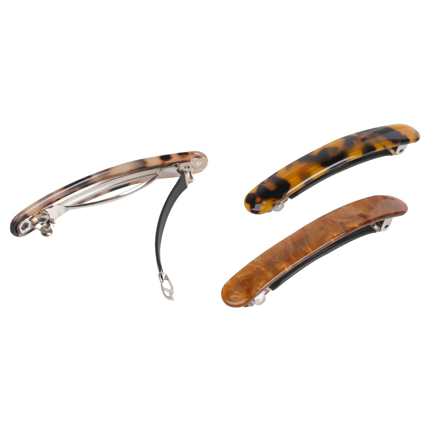 3PCS French Tortoise Shell Automatic Hair Barrettes and Retro Clasps for Women's Thick Medium Volume Hair (Sakura Pink, Ivory, Lavender)