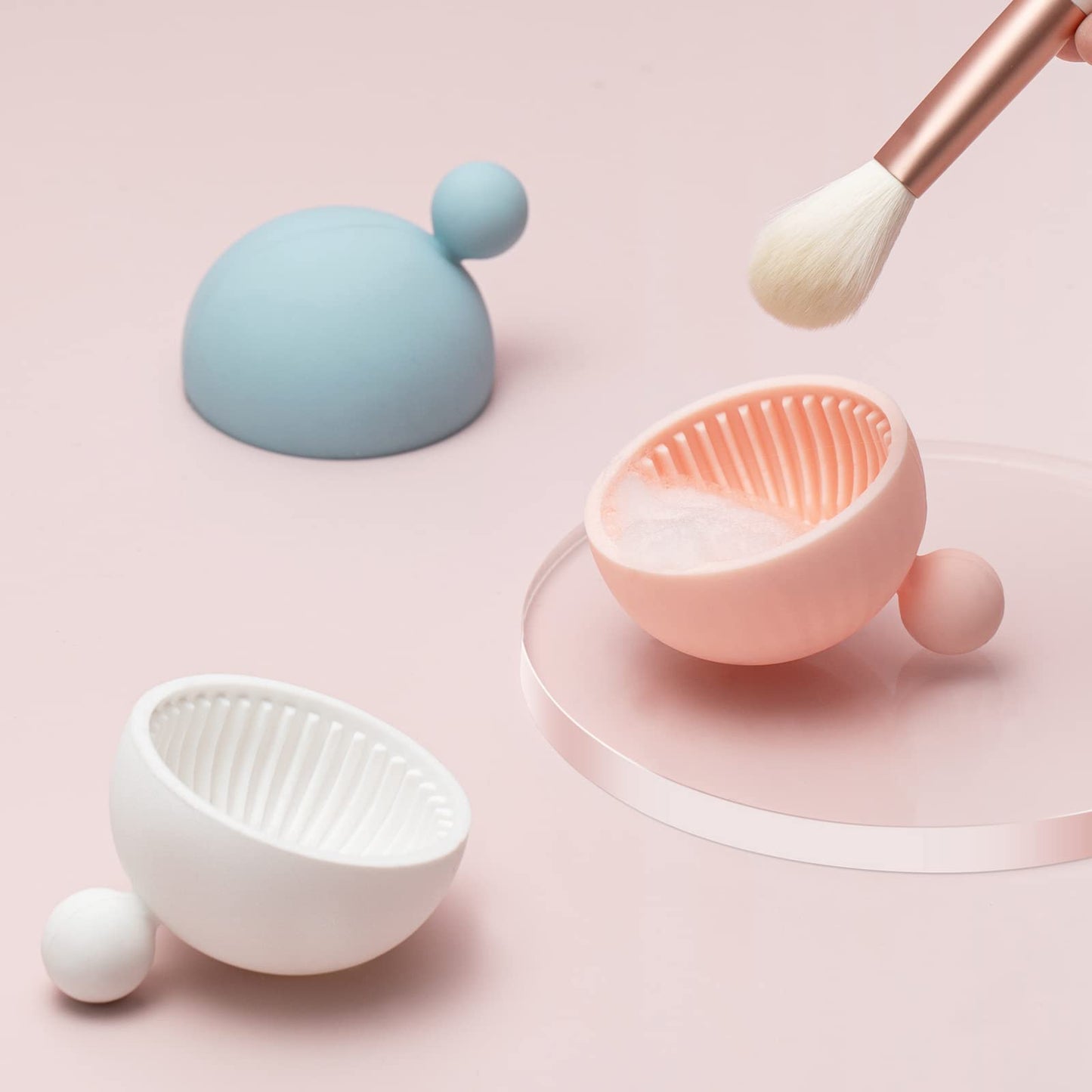 Makeup Brush Cleaner Mat?Silicone Make Up Cleaning Brush Scrubber bowl Portable Washing Tool Cosmetic Brush Cleaners for Gir?Easy Clean