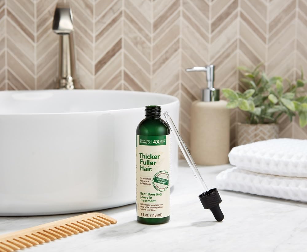 Thicker Fuller Hair Root Boosting Leave-In Treatment - Leave In Hair Treatment - Natural Volume Builder - Moisturizing Scalp Treatment - 4 oz