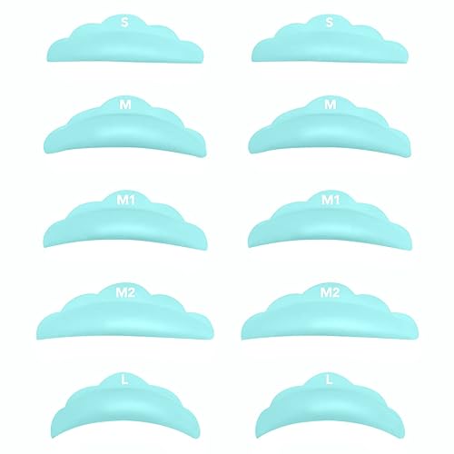 Lash Lift Pads?DIY Eyelash Lift Pads?Eyealsh Perm Rods, Lash Lifting at Home 10 Pcs Sky Blue Pads 5 Size SMM1M2L Reusable Soft Silicone Shields