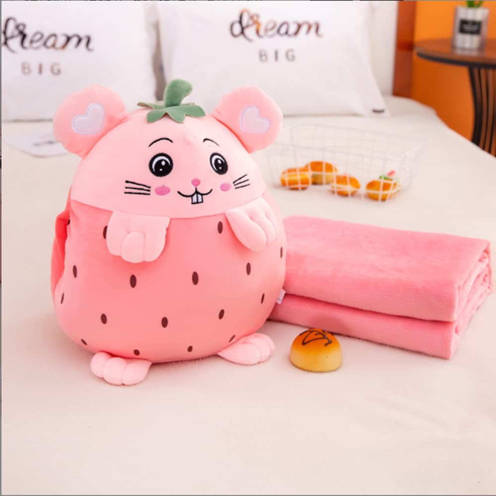 YUDONG Kids Stuffed Animal Travel Blanket and Pillow Set, Adorable 3 in 1 Multifunctional Fruit Plush Pillow with Hand Warmer Design, Perfect for…