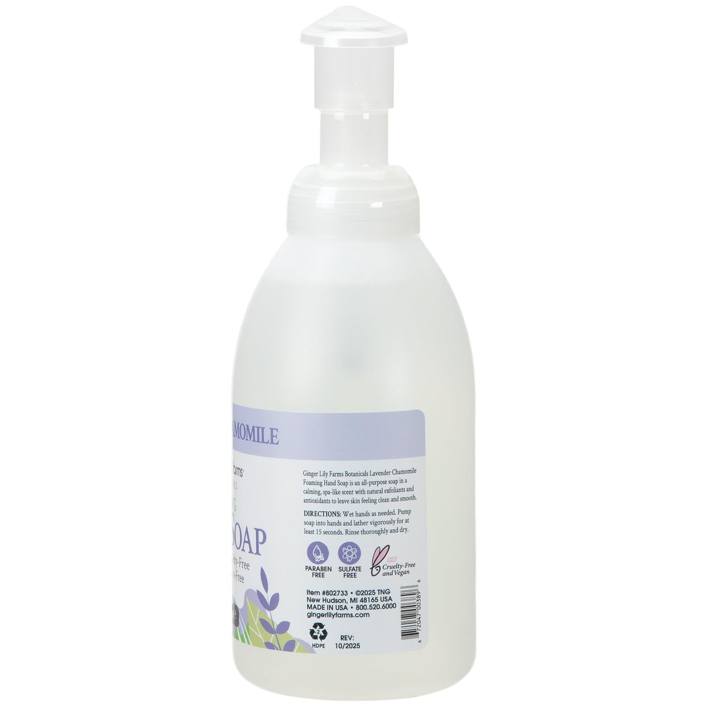 Ginger Lily Farms Botanicals All-Purpose Foaming Hand Soap Refill, 100% Vegan & Cruelty-Free, Lavender Chamomile Scent, 20 Fl Oz (Pack of 8)
