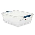 Rubbermaid Clever Store Latching Storage Tote Container, 15-Quart, Clear (FG3Q2200CLMCB)