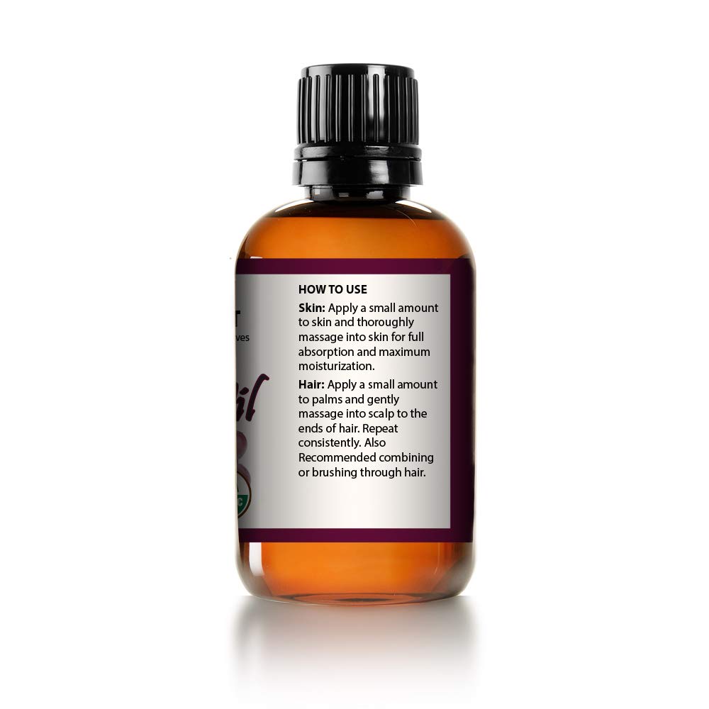 USDA Certified Organic GRAPESEED Oil Anti-Aging MOISTURIZER - Facial Cleanser | Unrefined, Cold Pressed | Essential to Reduce Skin Wrinkles