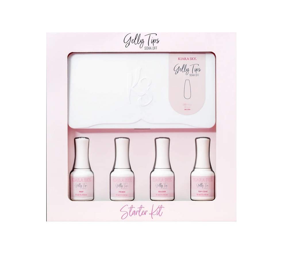 Kiara Sky Gelly Tips Starter Kit | Includes Prep, Primer, Builder, Top Coat, Tips | Coffin Long (No Lamp) Beauty & Personal Care KIARA SKY