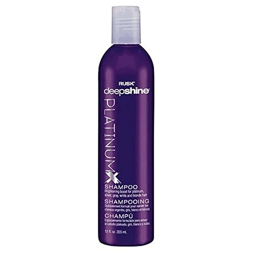 RUSK Deepshine PlatinumX Shampoo, Gentle Cleansing, Brightening Color Boost for Platinum, Silver, Gray, White, and Blonde Hair, 12 oz