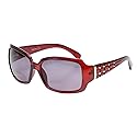 Calabria 830 Oversized Polarized Bifocal Sunglasses +2.00 Wine Red Women Reading Sunglass Readers Bi-Focal Crystal Accents